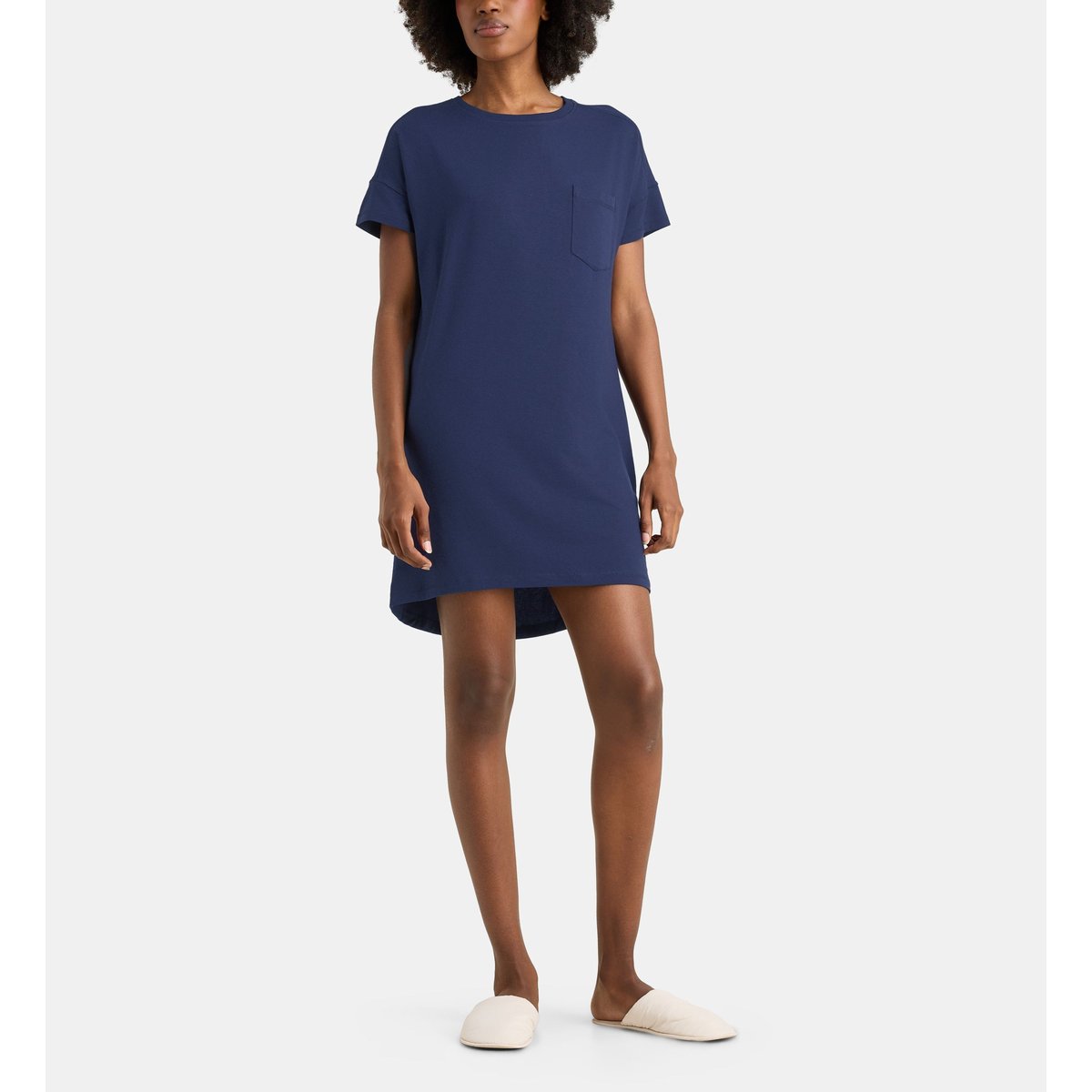 Liquette droite et longue dera tencel bleu marine, GALERIES LAFAYETTE