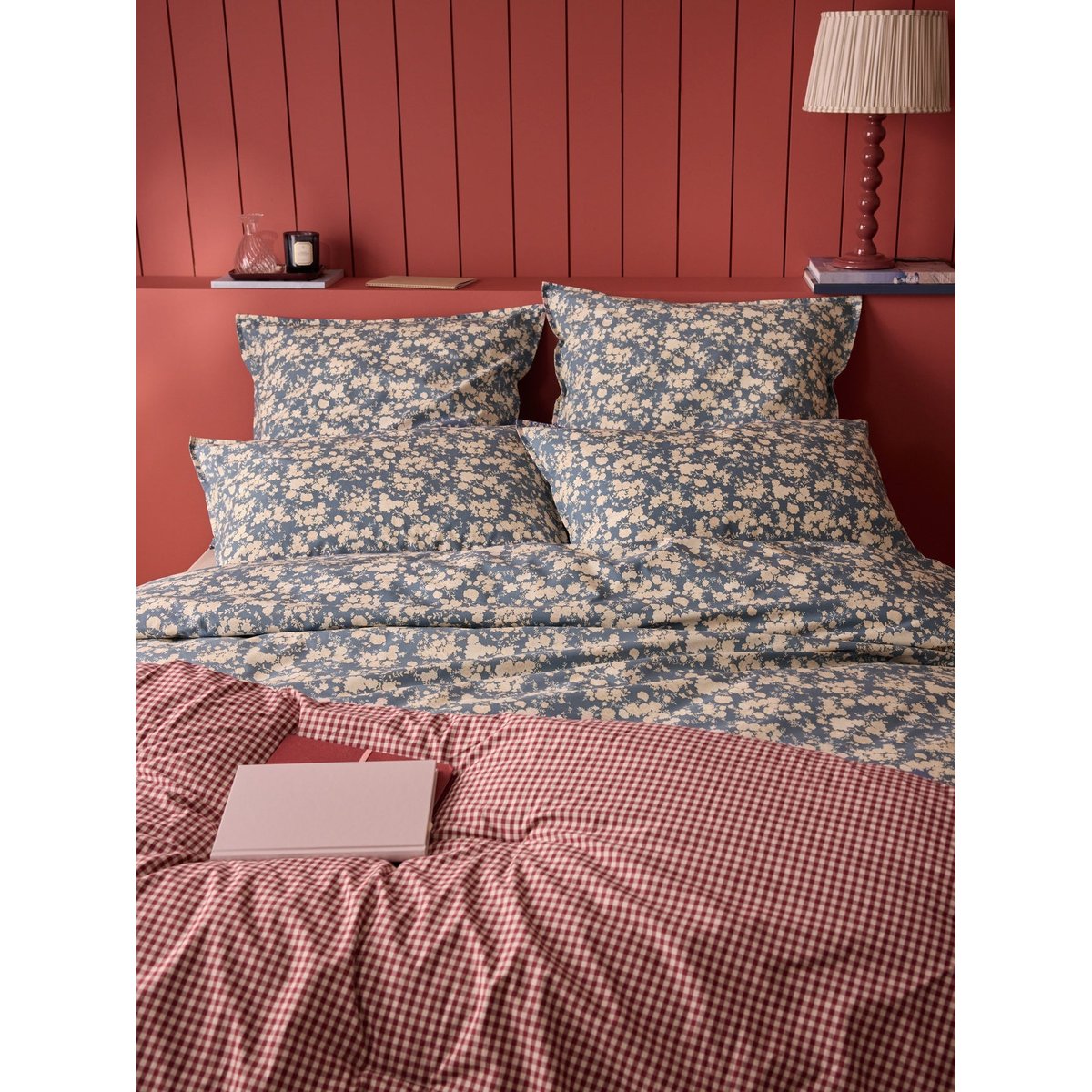 Taie d'oreiller percale de coton "Lisbeth" bleu, CYRILLUS