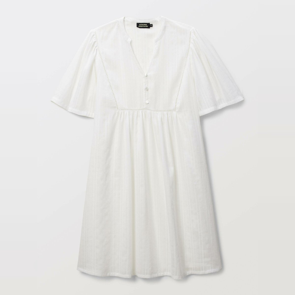 Chemise de nuit en coton BIO GOTS blanc, MONOPRIX