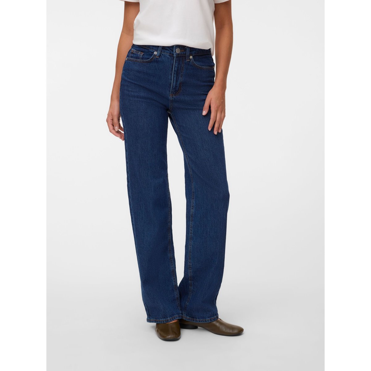 Jean À Coupe Large dark blue denim, VERO MODA