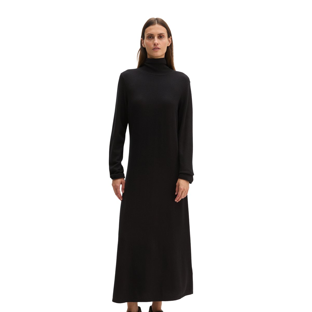 Robe en maille à col roulé, coupe ajustée en mélange de laine vierge douce noir, MARC O'POLO
