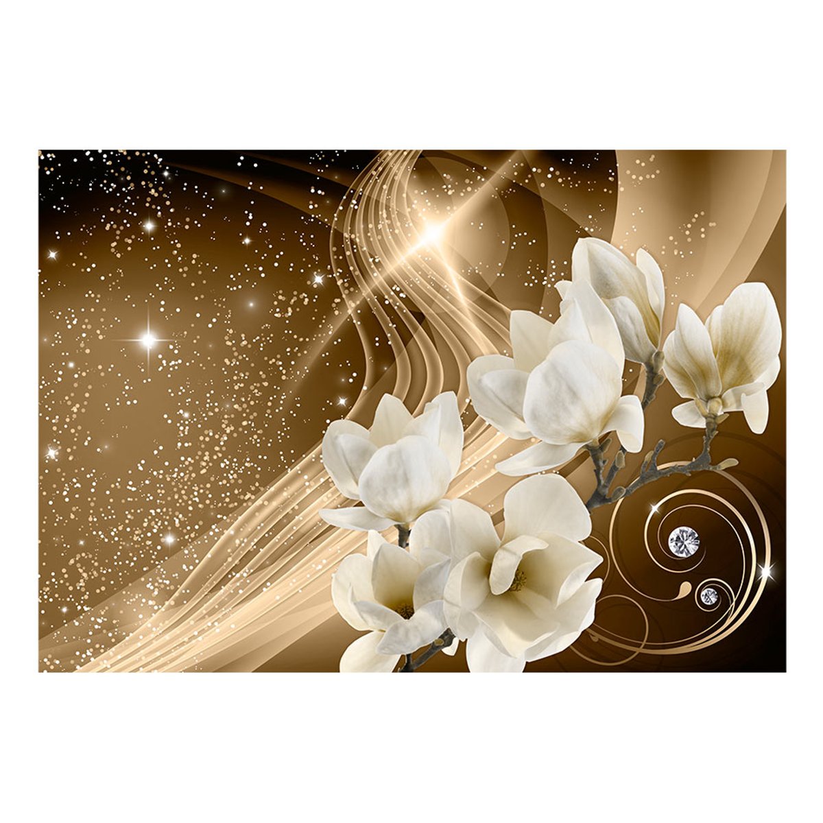 Papier peint intissé panoramique Fleurs Golden Milky Way jaune / doré, EDEN
