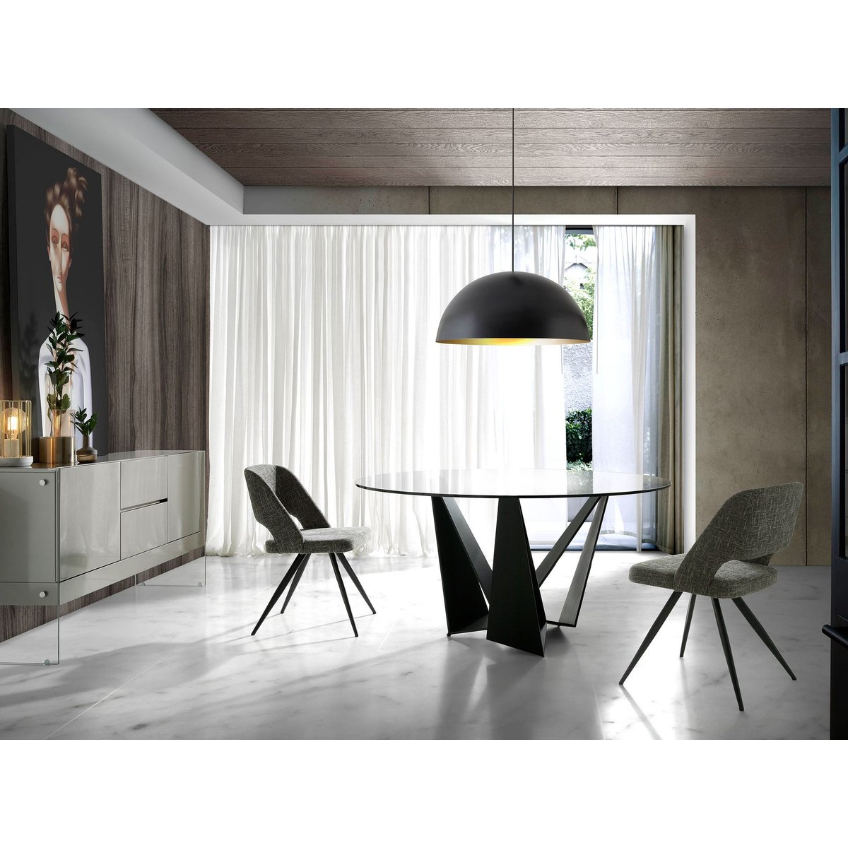 Chaise pivotante en tissu gris | noir, ANGEL CERDA