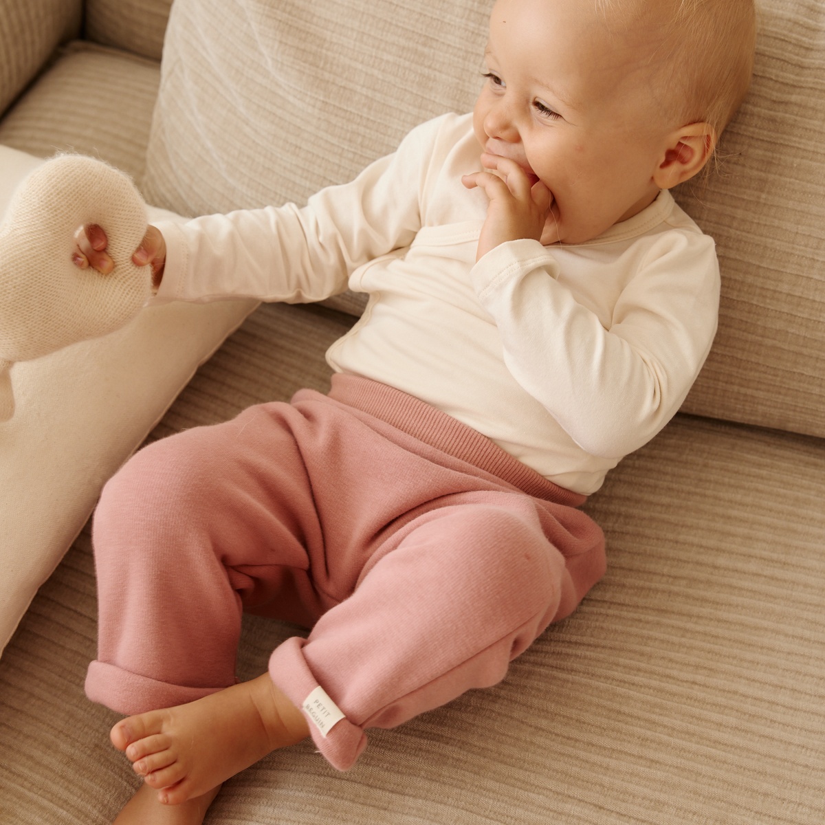 Lot de 2 sarouels bébé en molleton ultra chaud rose, PETIT BEGUIN