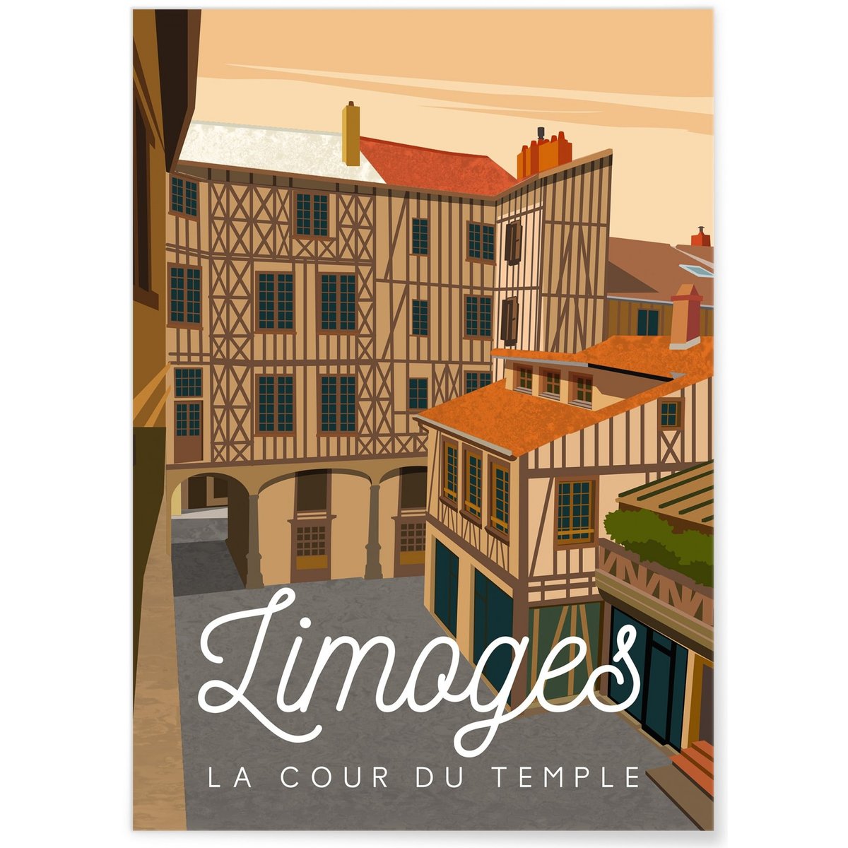 Affiche ville Limoges - La cour du Temple blanc, L'AFFICHERIE
