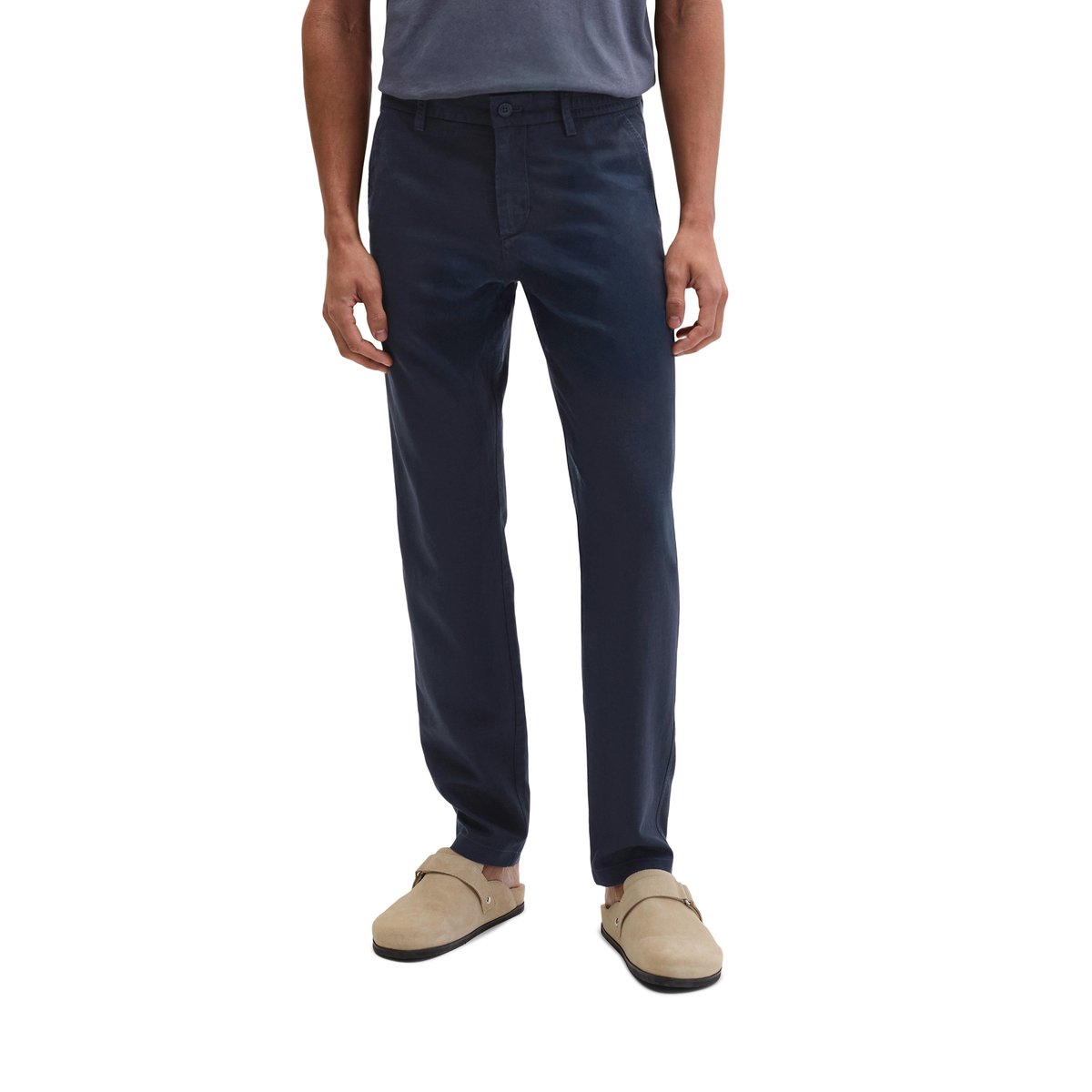 Pantalon de jogging chino Osby à coupe fuselée en mélange de TENCEL™ Lyocell et de lin bleu foncé, MARC O'POLO