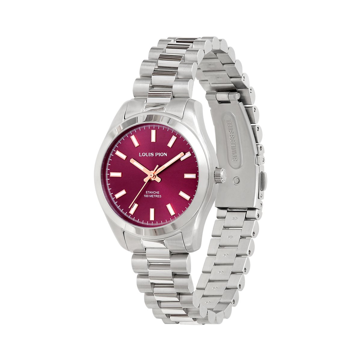 Montre Analogique ADRIENNE argenté bordeaux argenté, LOUIS PION