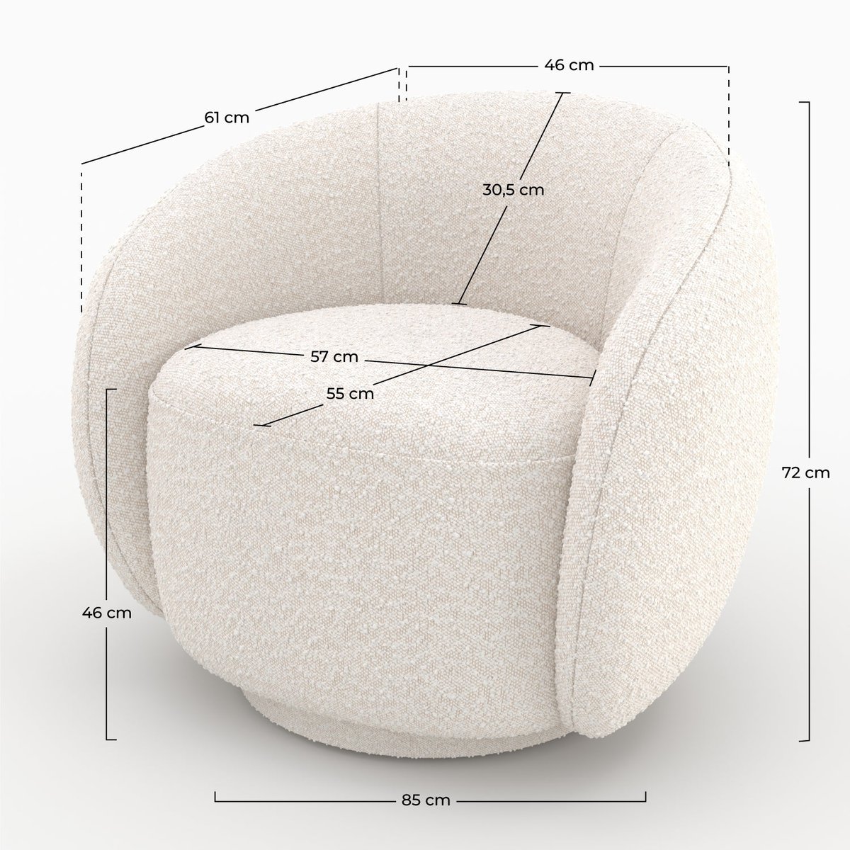 Fauteuil en tissu bouclé - NAYA blanc, MAISON PAVANE