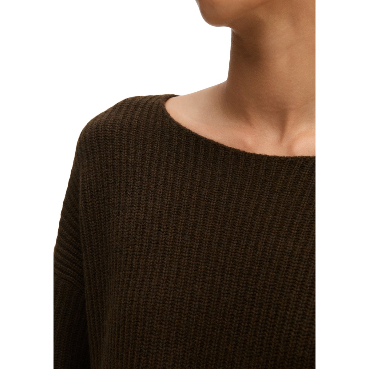 Pull en maille ample en mélange de laine vierge douce marron, MARC O'POLO