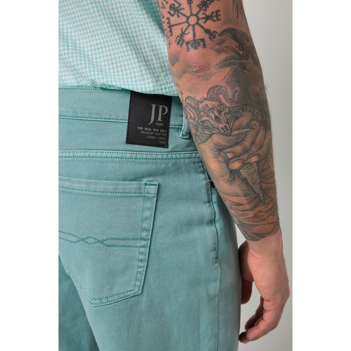 Jean 5 poches coloré gris turquoise, JP1880