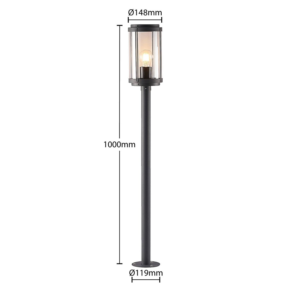Luminaire extérieur en aluminium moderne gris foncé, transparent, LINDBY