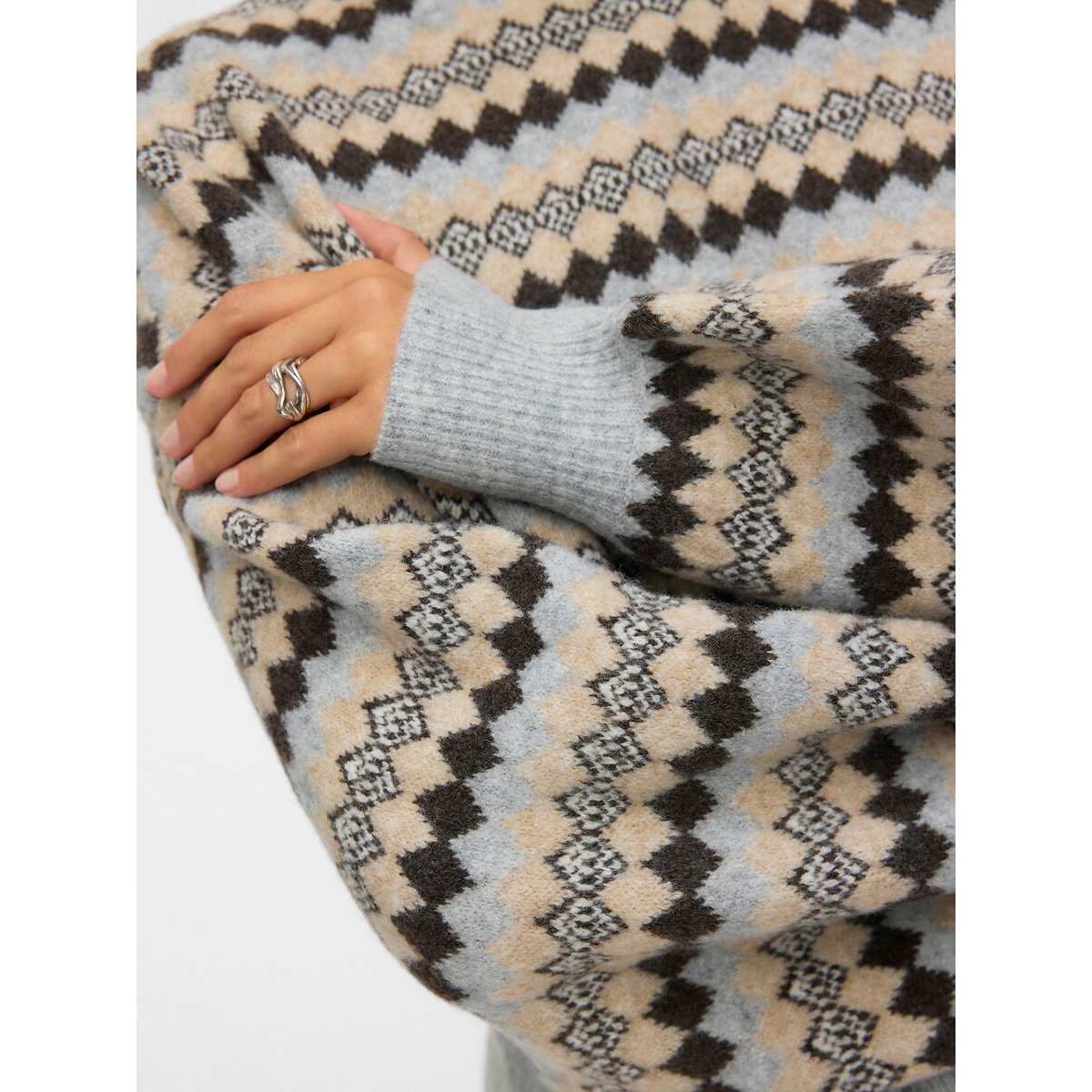 Striped High Neck Jumper grey, VERO MODA