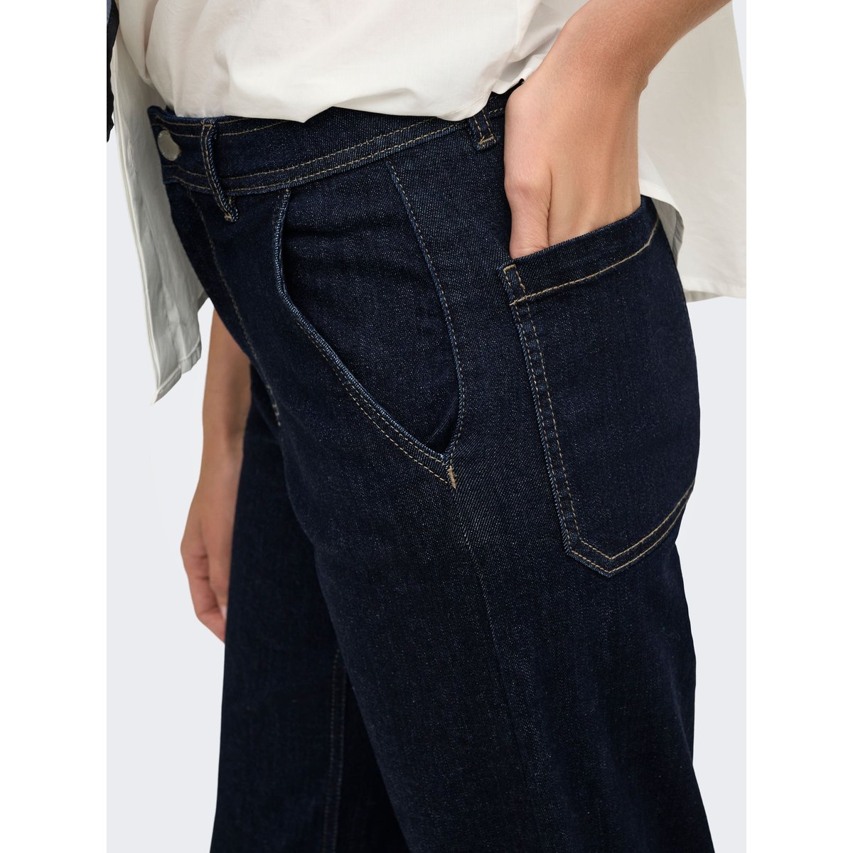 Jean À Jambe Large dark blue denim, ONLY