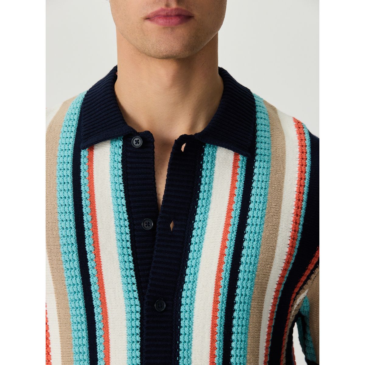 Chemise standard en maille à rayures bleu marine/blanc, NEXT