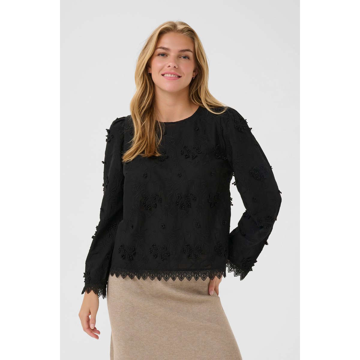 Blouse à manches longues noir pitch black, CREAM