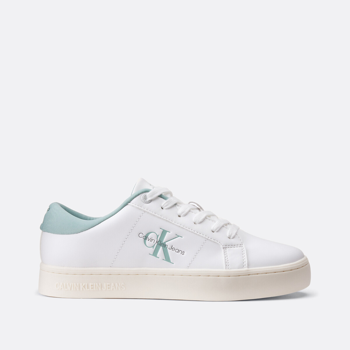 Ledersneakers CK Jeans mit Keilsohle weiss/blau, CALVIN KLEIN JEANS