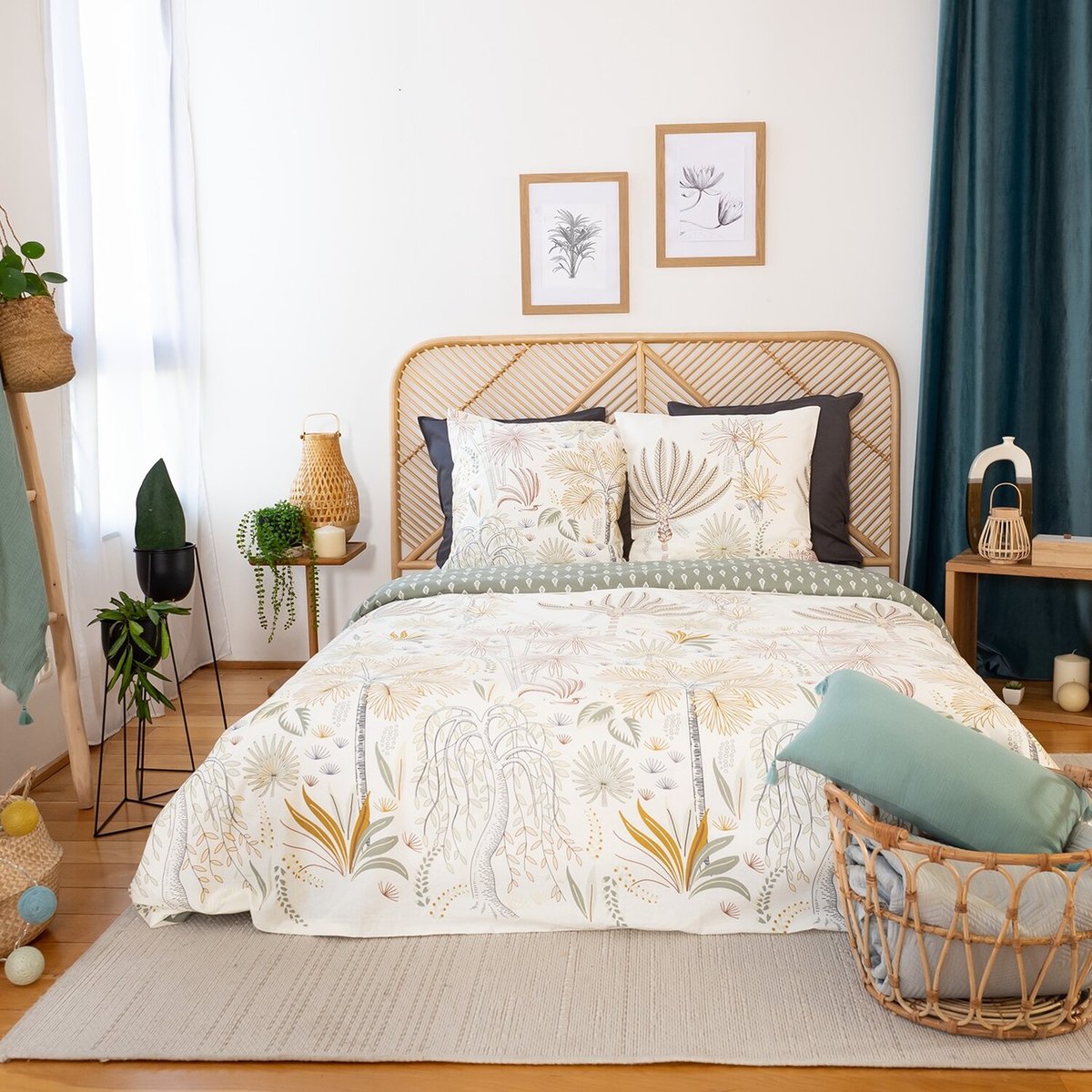 Parure housse de couette imprimée coton, Tinguelie ocre, C DESIGN HOME TEXTILE
