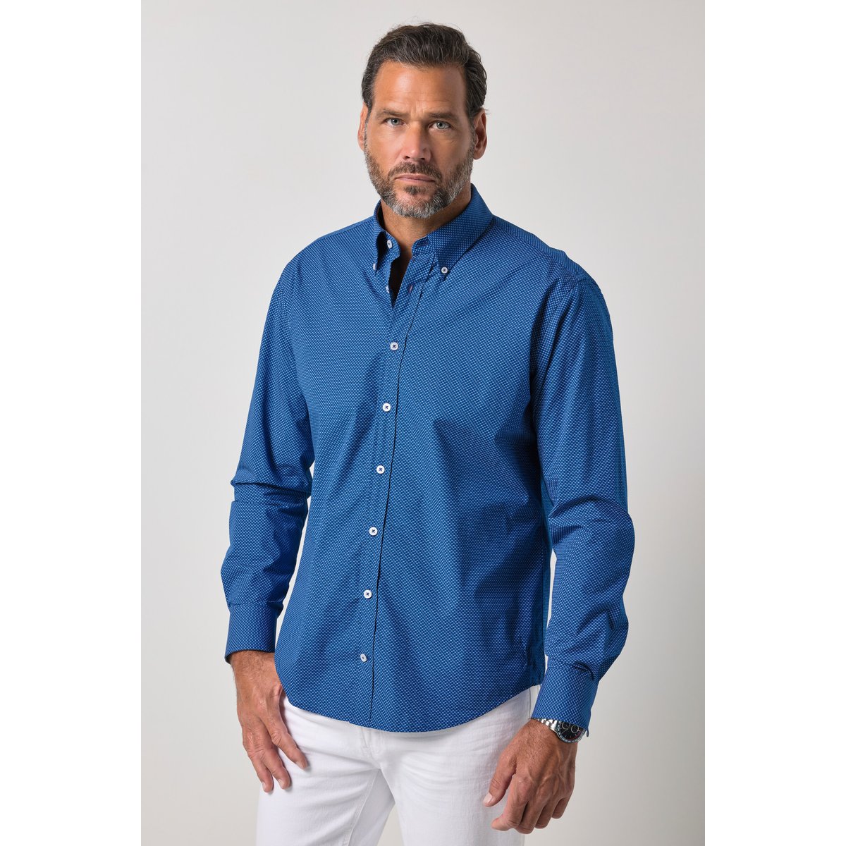 Chemise manches longues et imprimé indigo, JP1880