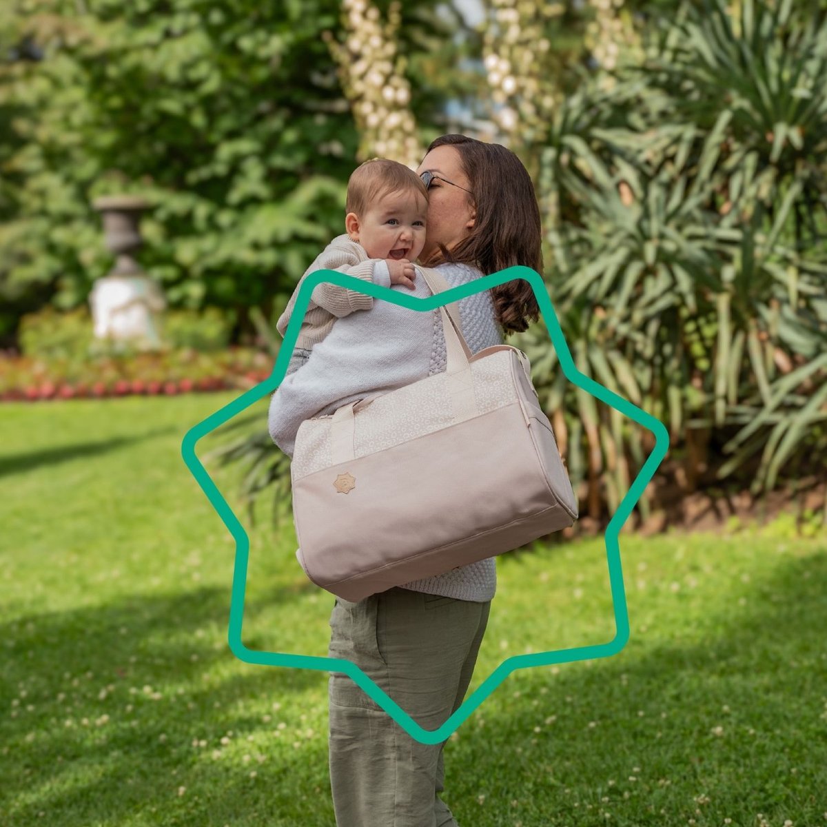 Sac à langer grande capacité multi-poches beige, BADABULLE