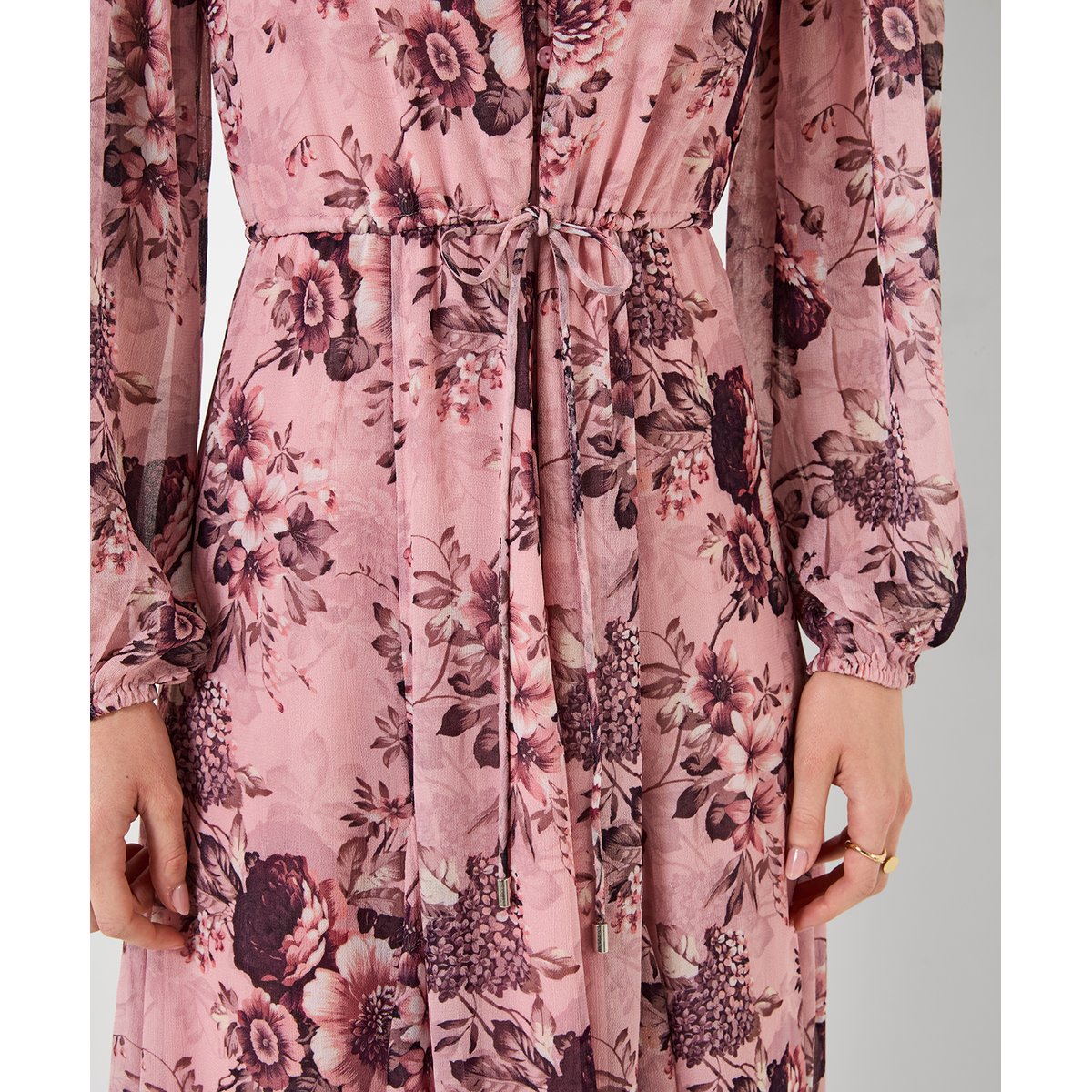 Élégante Robe Mi-Longue Fleurie à Ourlet à Volant rose, JOE BROWNS