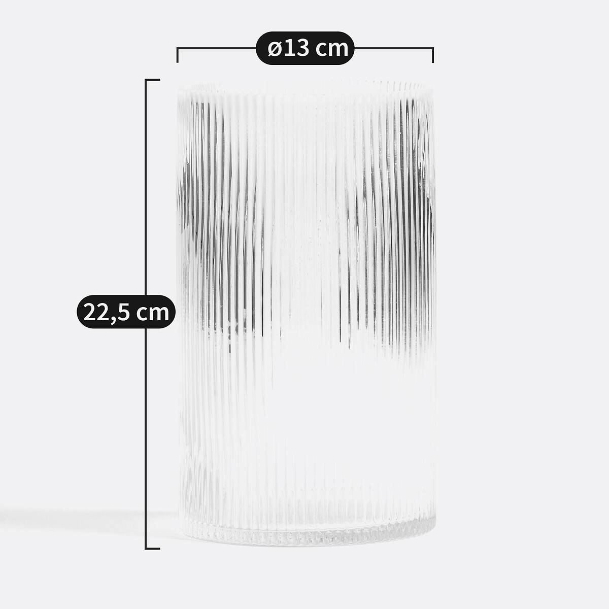 Vase verre rainuré droit H22,5 cm, Afa transparent, LA REDOUTE INTERIEURS