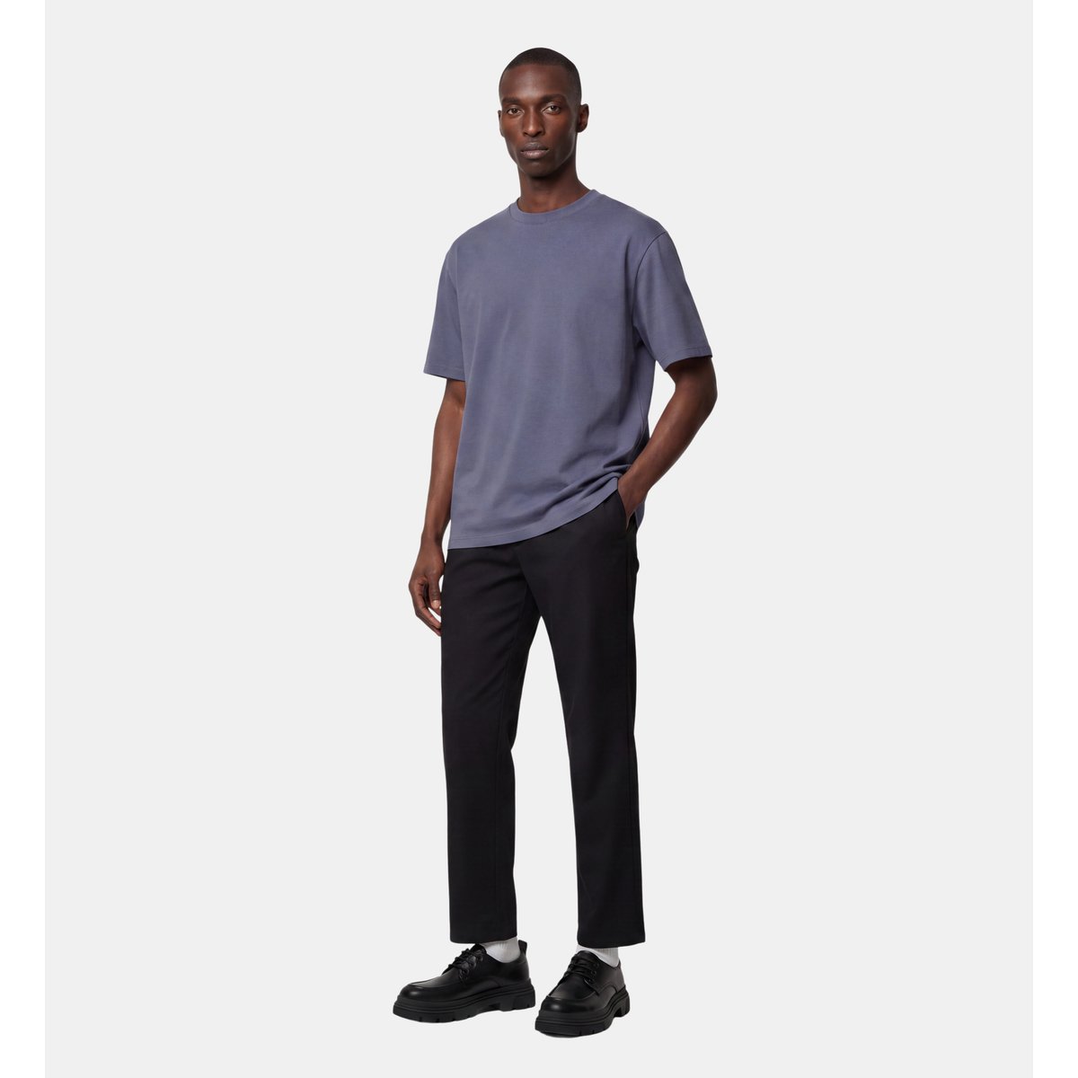 T-shirt boxy loose c coton bio bleu nuit, GALERIES LAFAYETTE