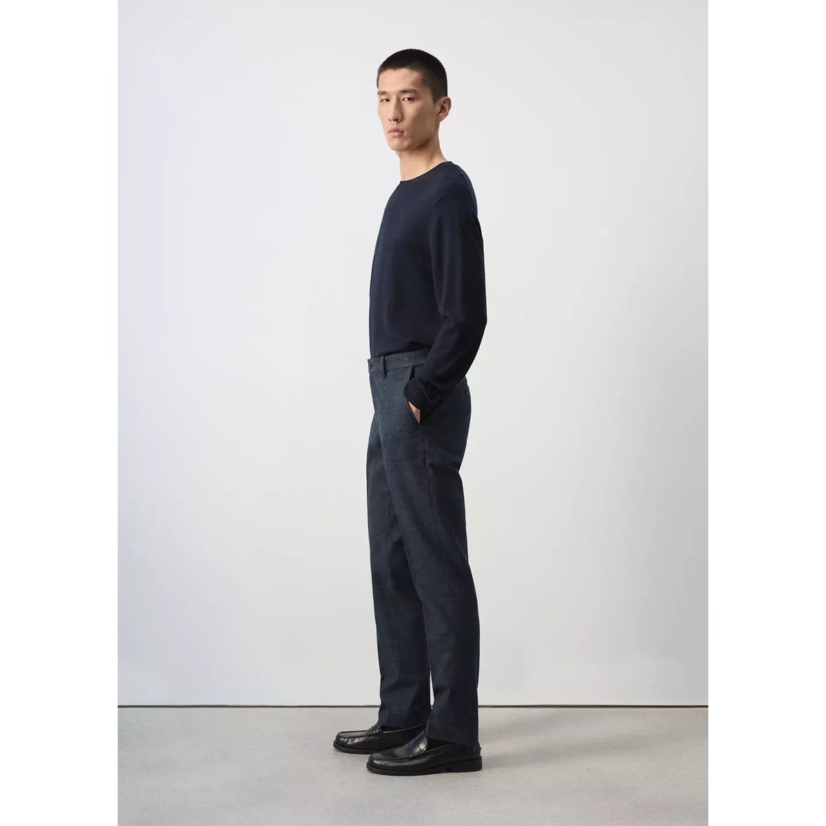 Pantalon flanelle regular-fit bleu marine, MANGO MAN