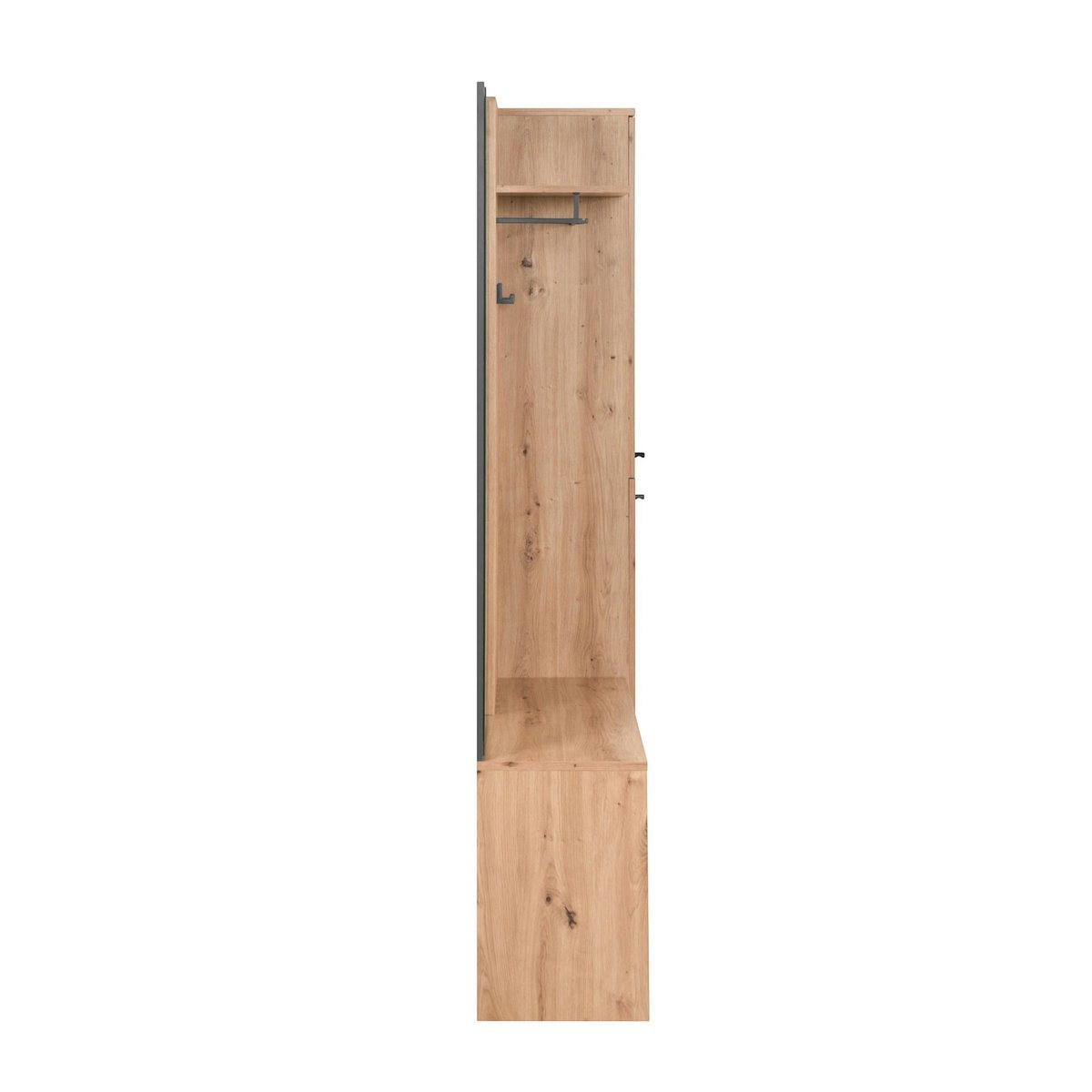 Meuble d'entrée vestiaire avec banc et miroir ALVA bois / noir, PIER IMPORT