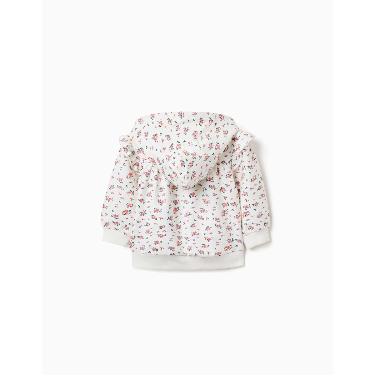 Sweat zippé en molleton à capuche avec motif floral beige clair, ZIPPY