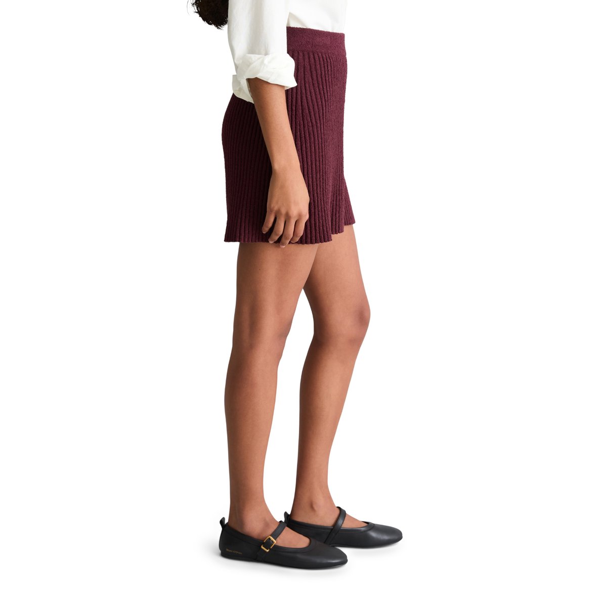 Short en tricot slim en mélange de coton organique côtelé rouge foncé, MARC O’POLO DENIM
