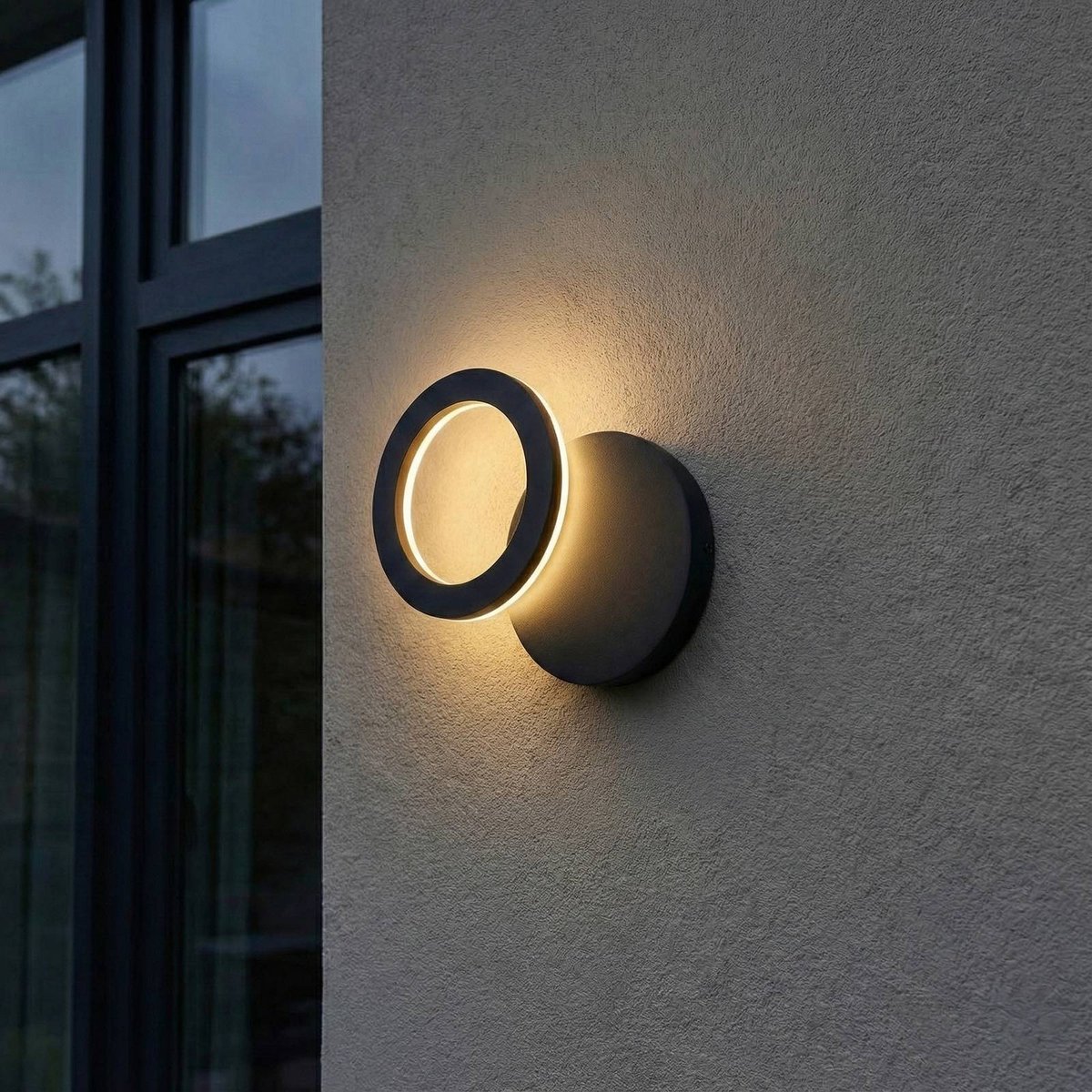 Applique extérieure en aluminium moderneLED noir, LINDBY