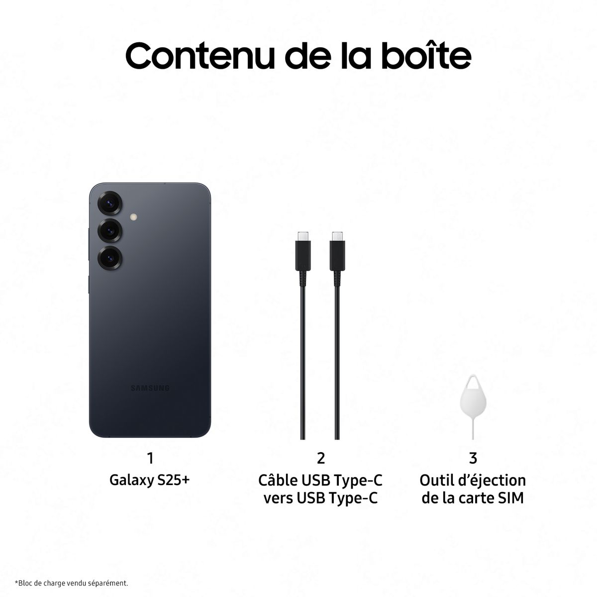 Smartphone Galaxy S25 5G 128Go Noir Absolu couleur unique, SAMSUNG