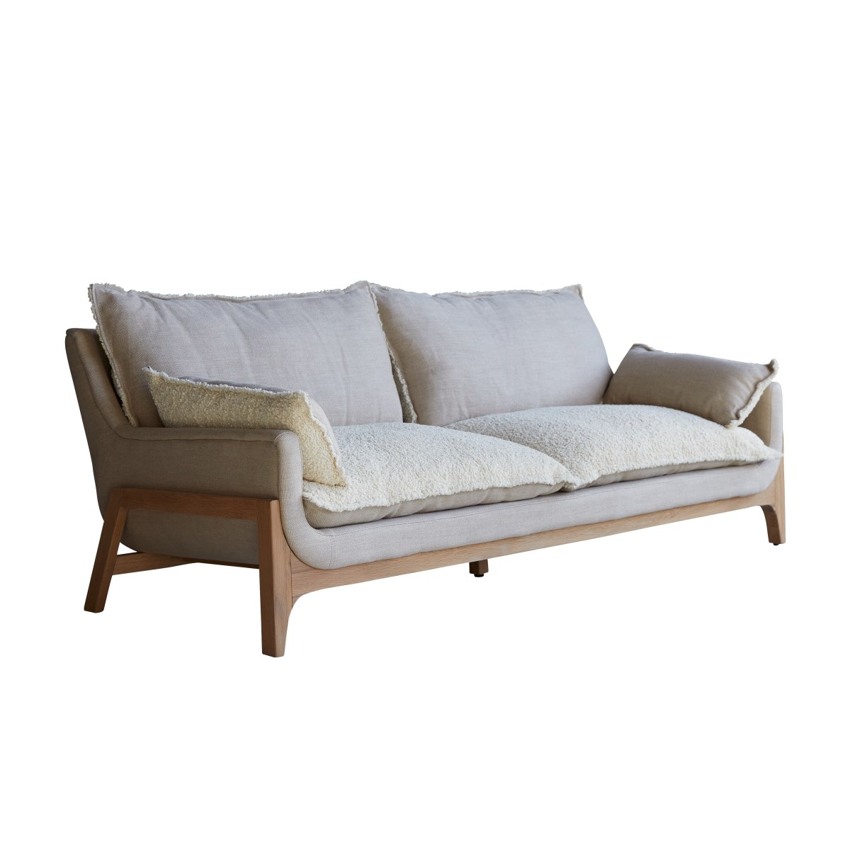 Canapé droit en Tissu massif, WOODNEST beige, TIKAMOON