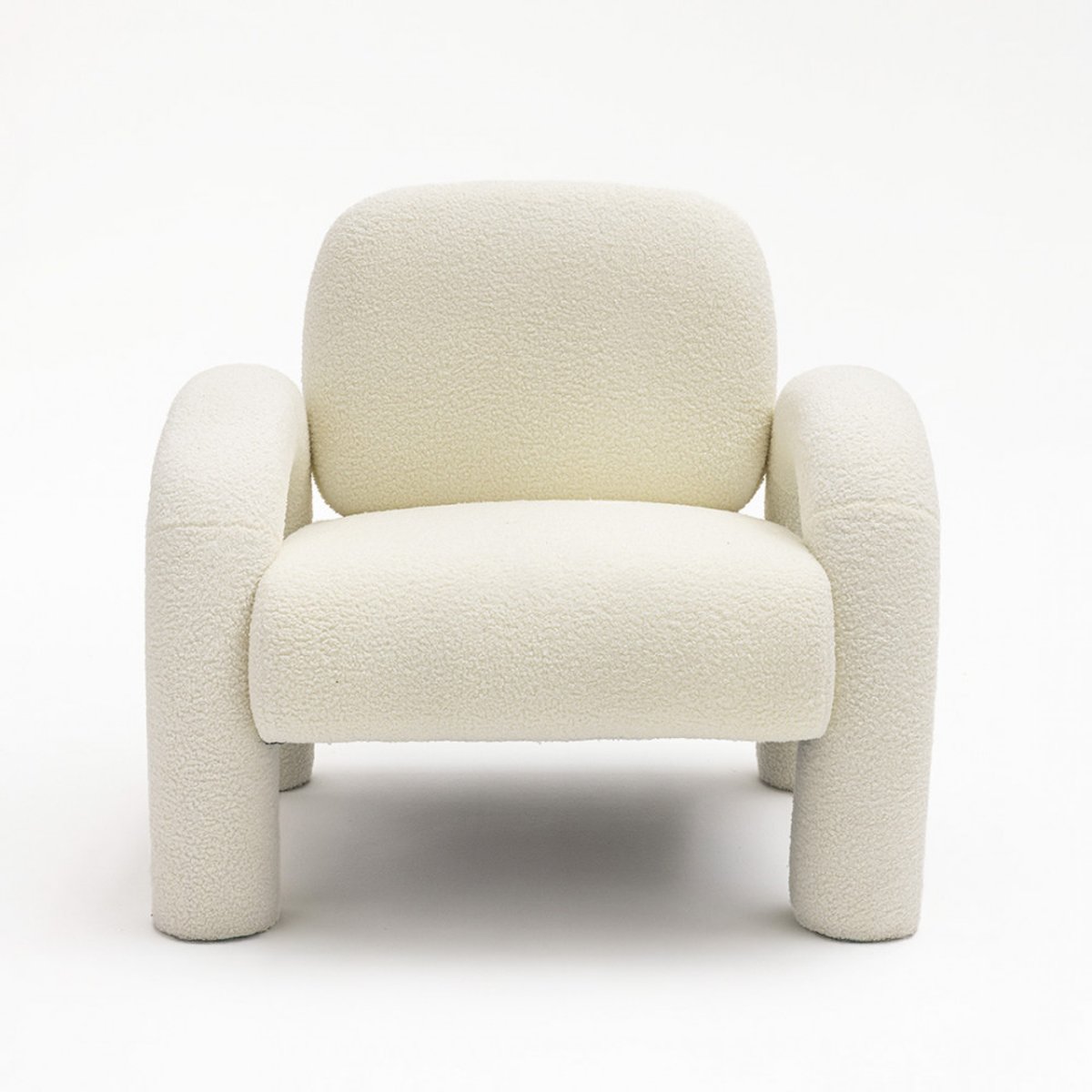 Fauteuil en tissu bouclette- MIO blanc, DRAWER