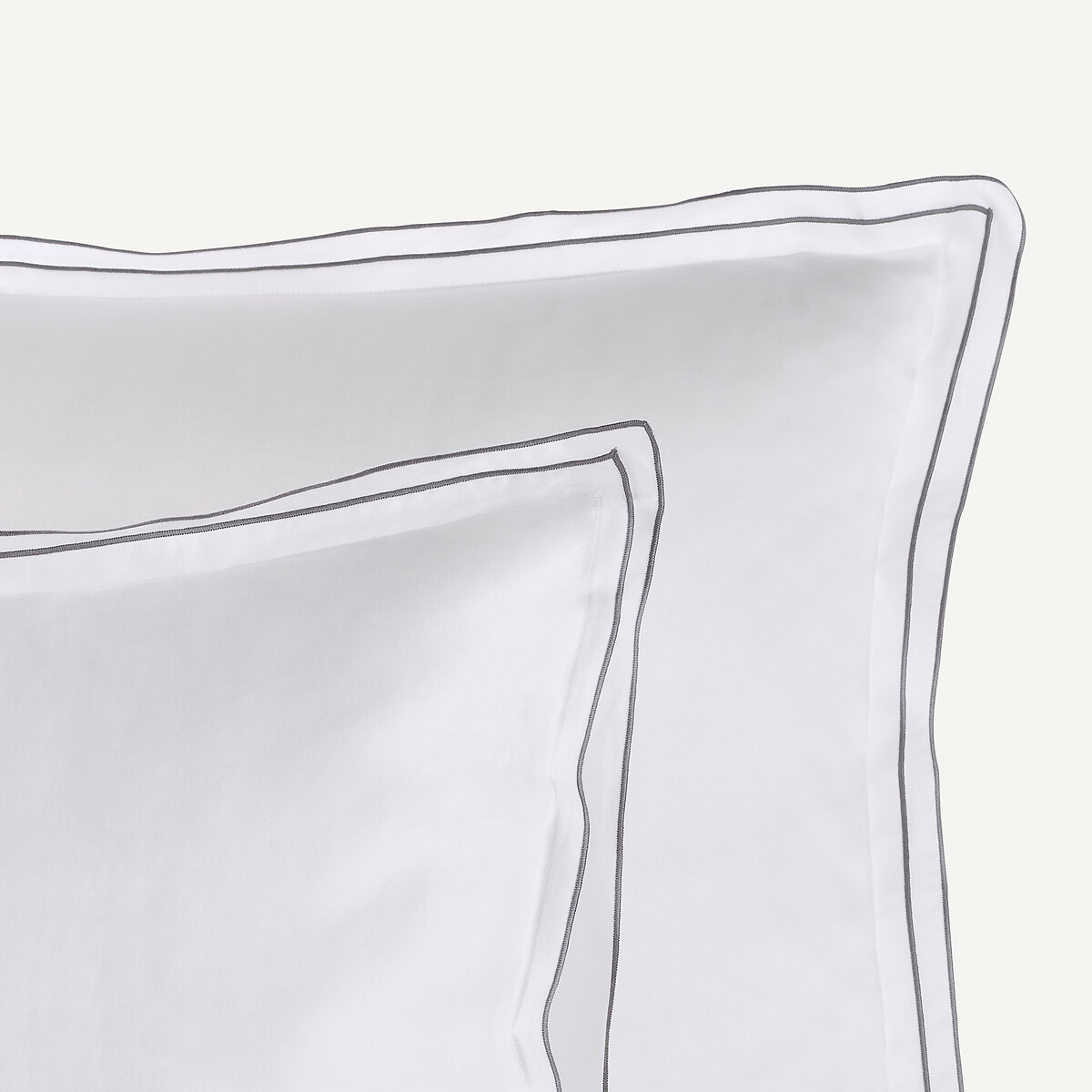 Funda de almohada de satén de algodón orgánico y lyocell, TUCCI blanco/gris guijarro, AM.PM