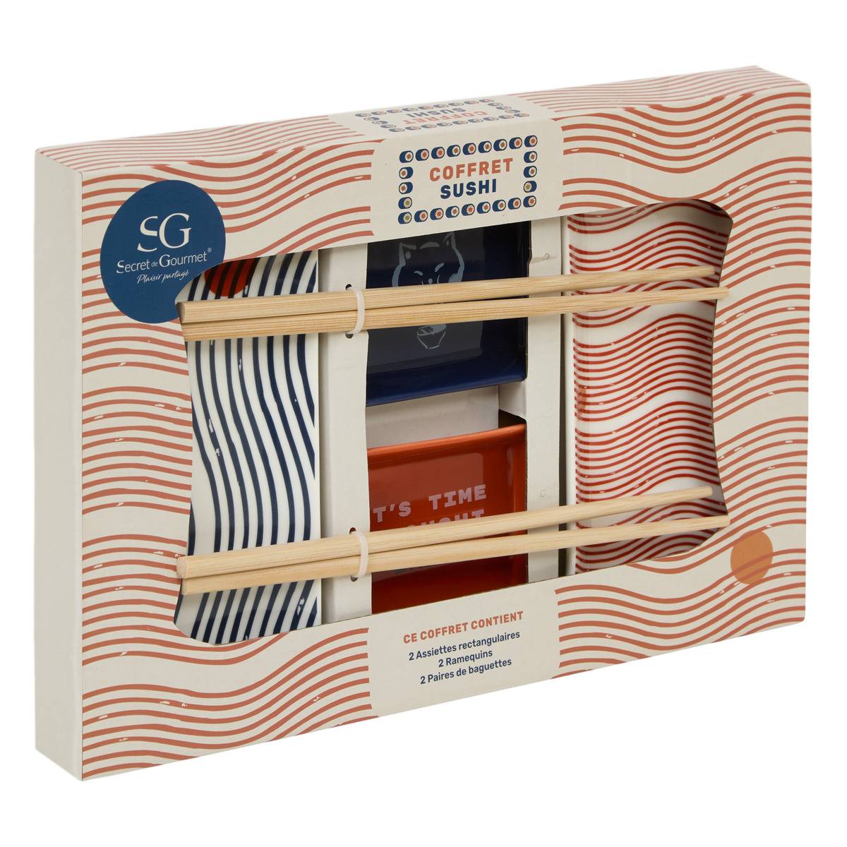 Coffret sushi 6 pièces en grès NIPPON multicolore, ATMOSPHERA