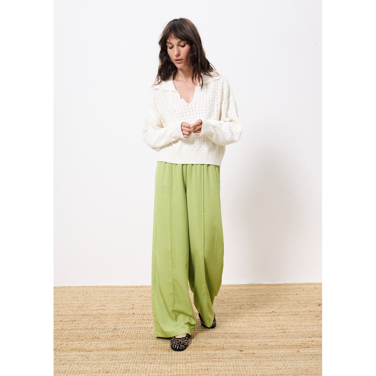 Pull en coton PAULIA beige crème, FRNCH