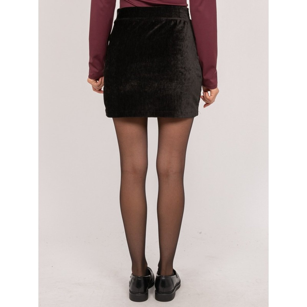 Jupe Courte Velours Taille Haute Xelfie noir, DONA LISA