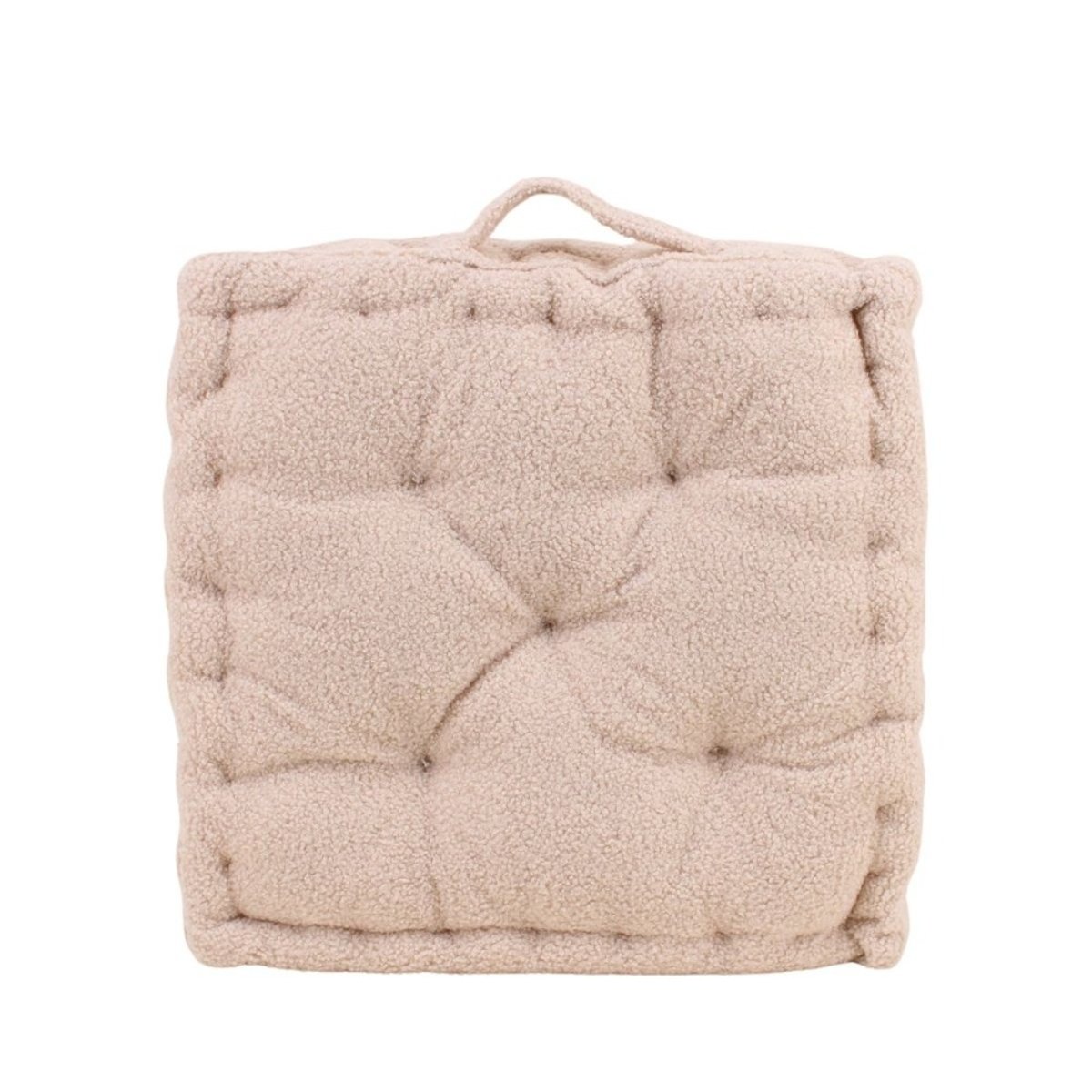 Coussin de sol tissu bouclette 40x40cm beige, ORNAMI