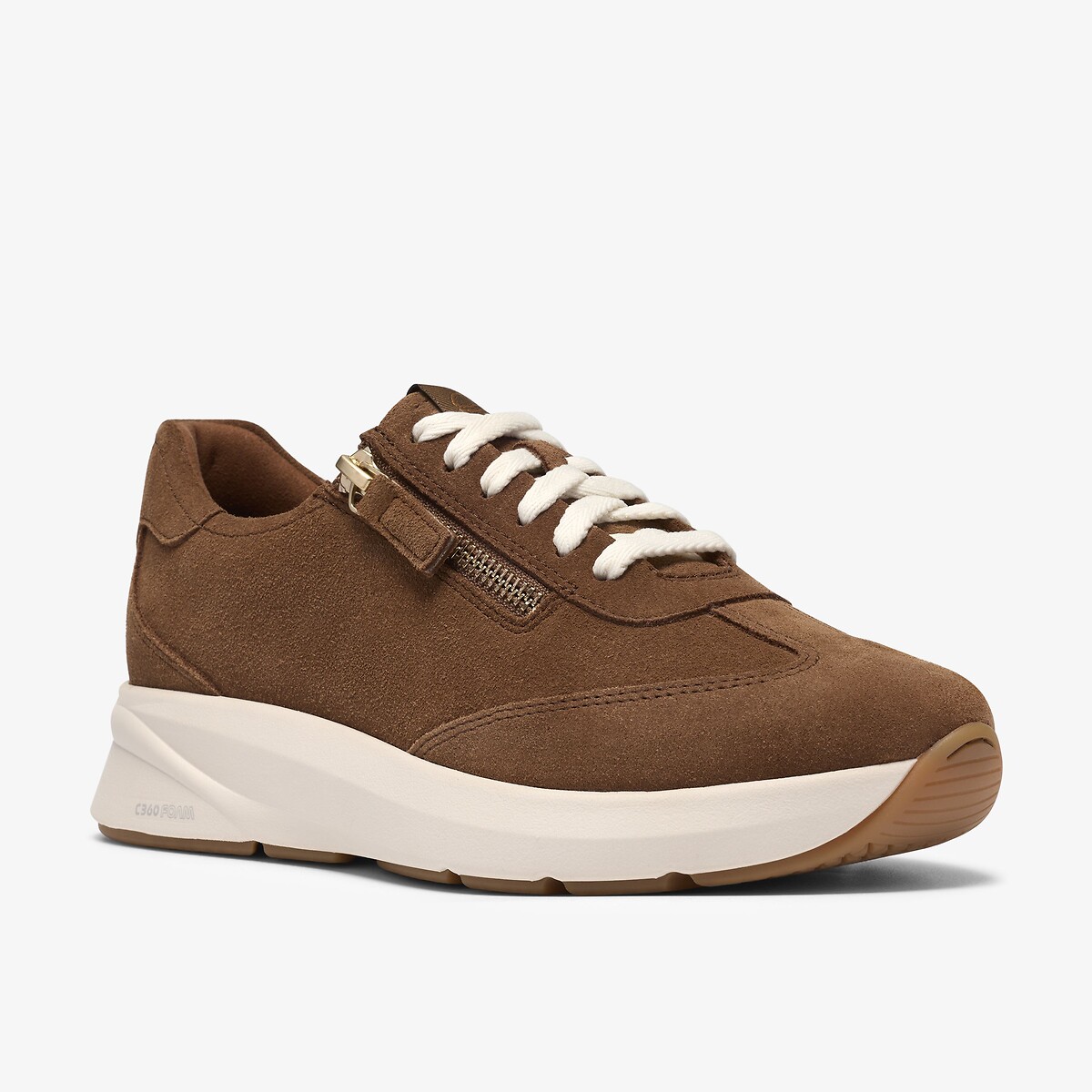 Code R Run Zip-Up Leather Trainers brown, CLARKS