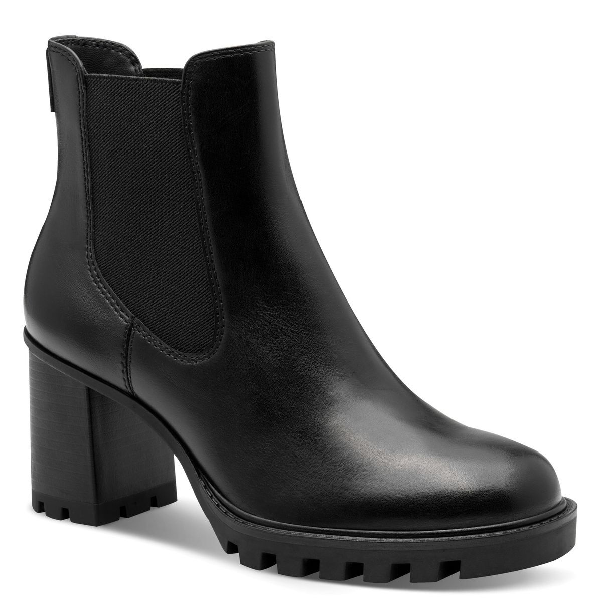 Bottine Chelsea en cuir noir mat, TAMARIS