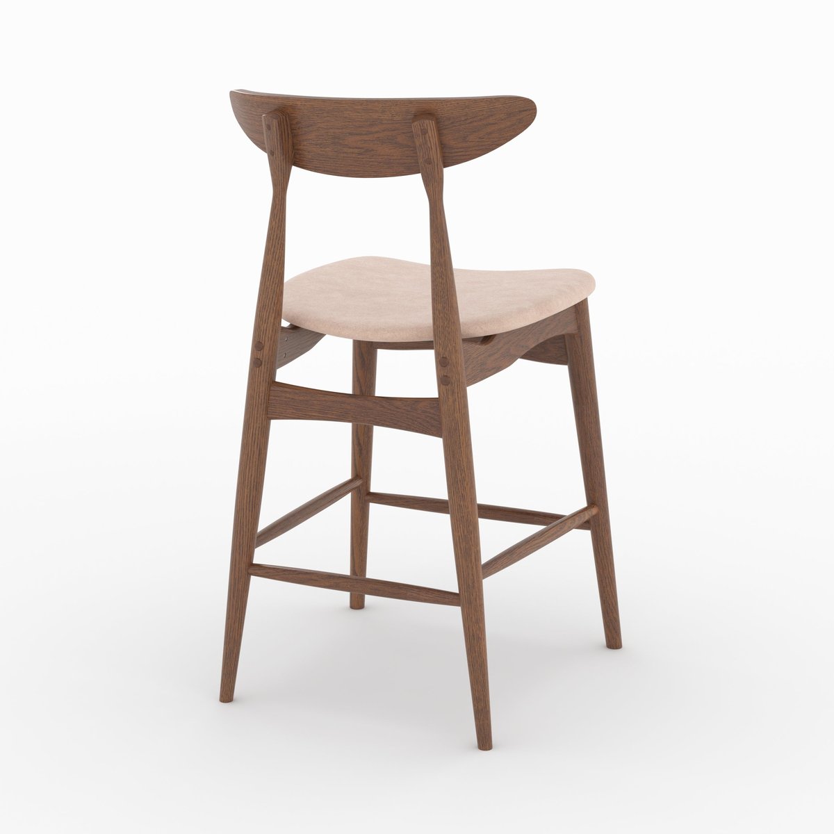 Lot de 2 chaises pour ilot central 63,5 cm en tissu et bois d'hévéa - JOSETTE beige, MAISON PAVANE