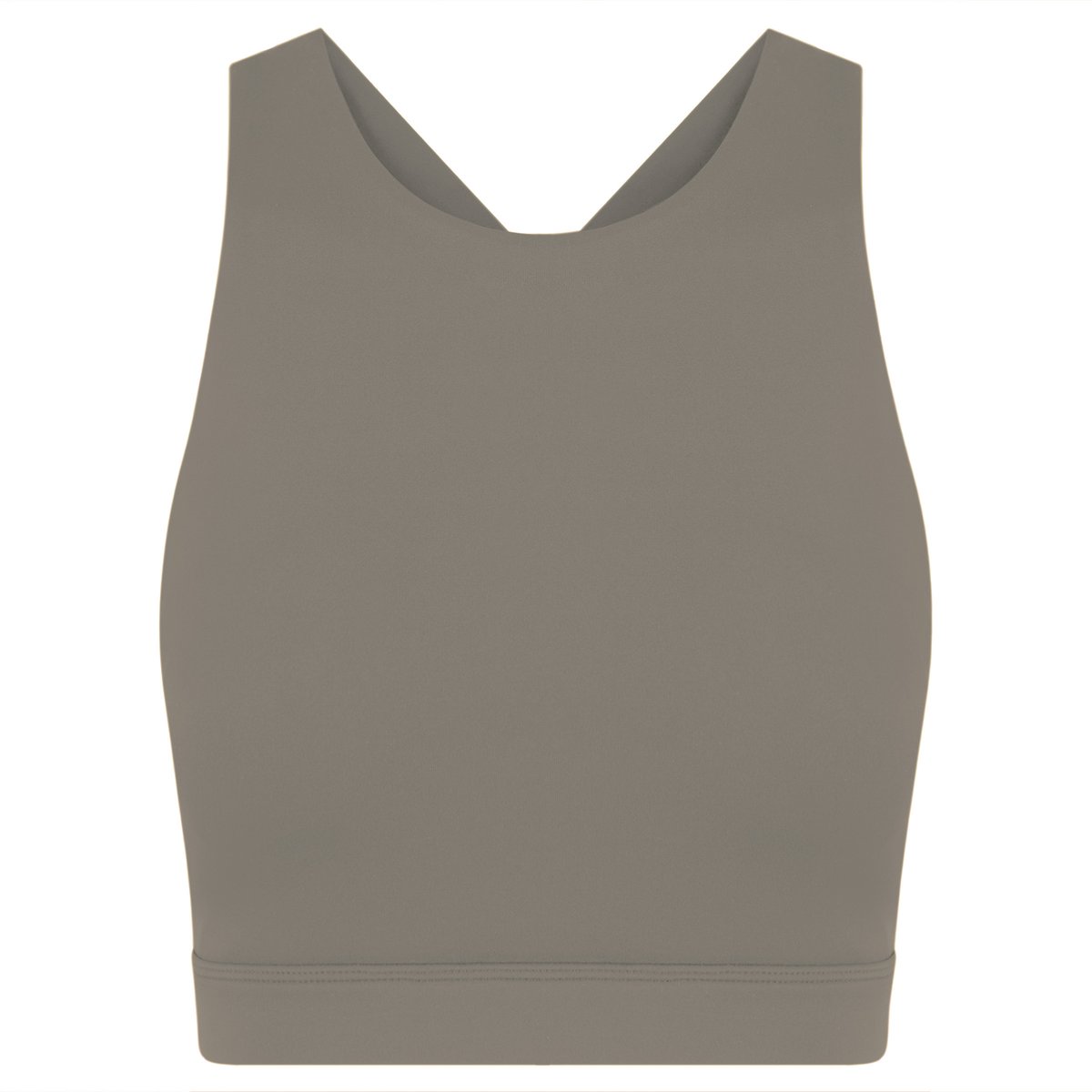 Brassière de sport femme Asura Maintien élevé bretelles coussinets amovibles marron taupe, BORN