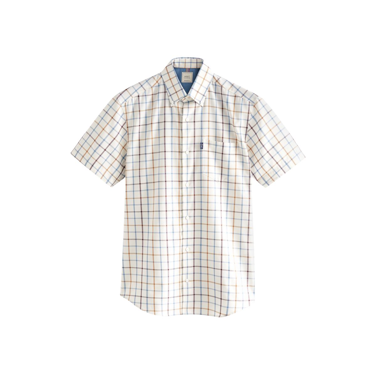 Chemise oxford boutonnée regular crème/bleu, NEXT