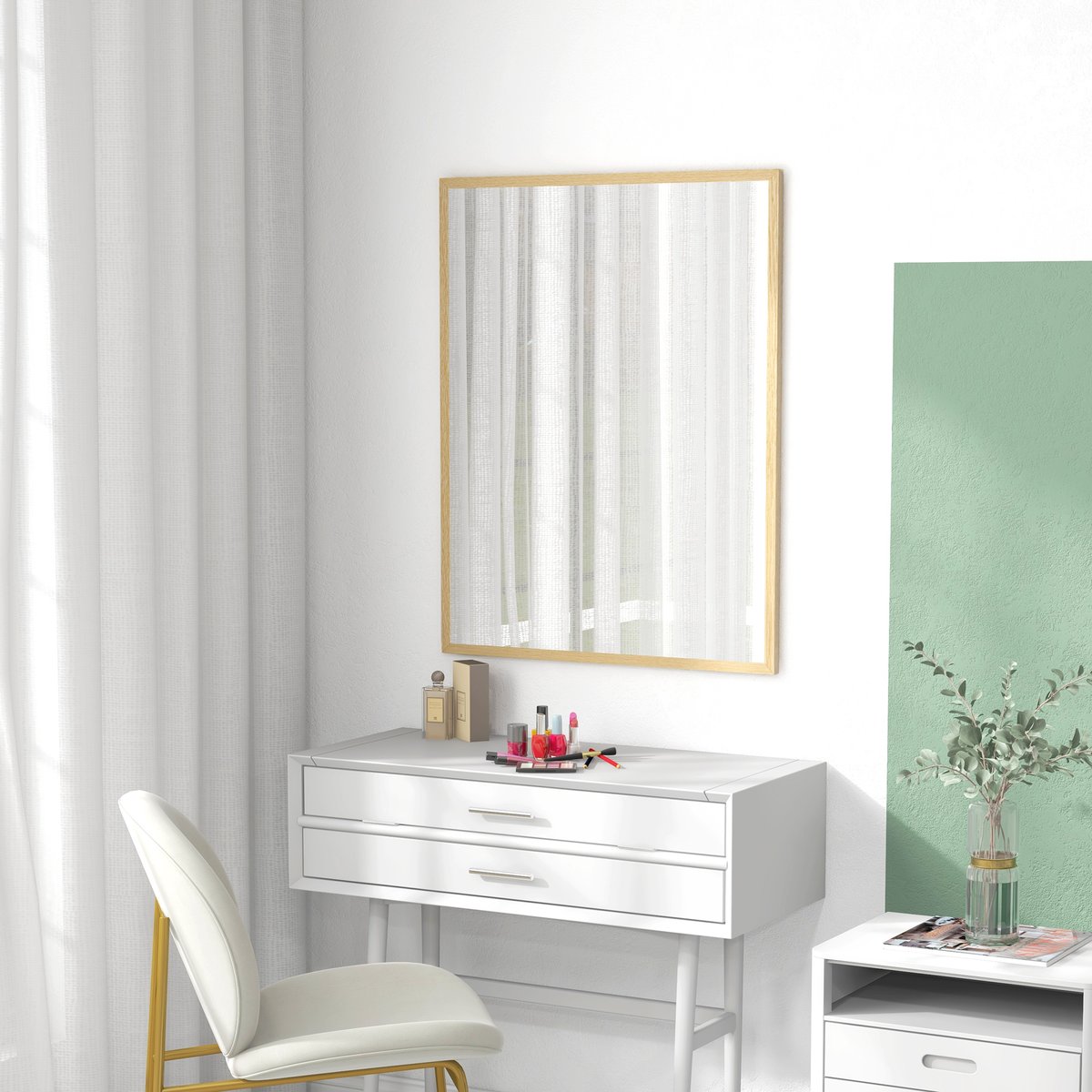 Miroir mural Verre Noir beige, HOMCOM