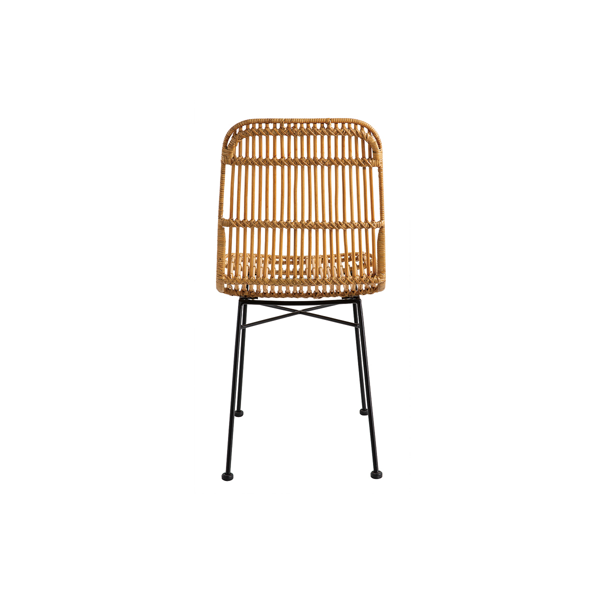 Chaises design en rotin pieds métal (lot de 2) MALACCA marron, MILIBOO