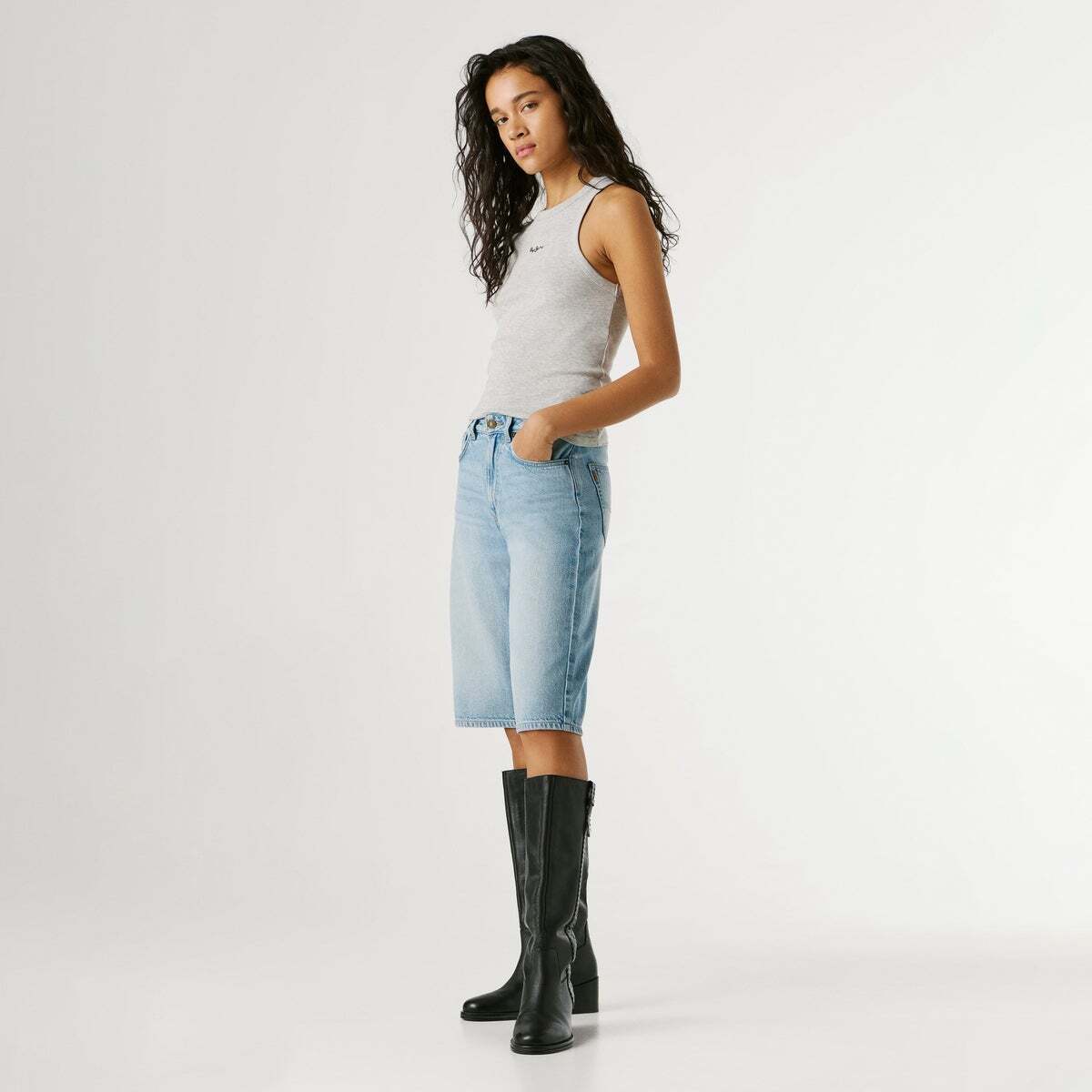 Bermuda Denim Fit Relaxed vintage worn bleach tencel ble, PEPE JEANS