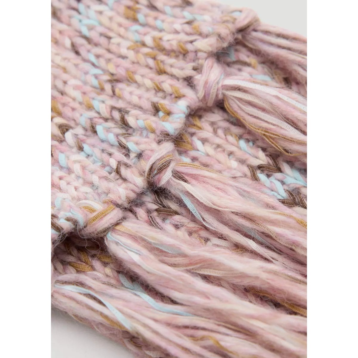Écharpe tressée à franges rose pâle, MANGO KIDS