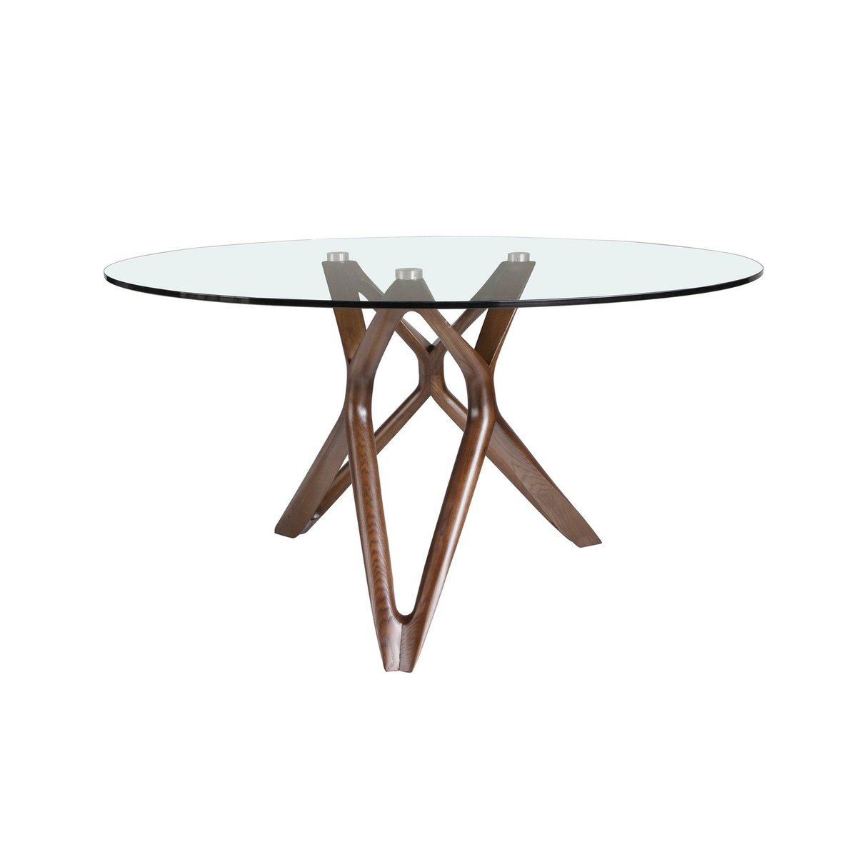 Table à manger ronde verre trempé et noyer verre | noyer, ANGEL CERDA