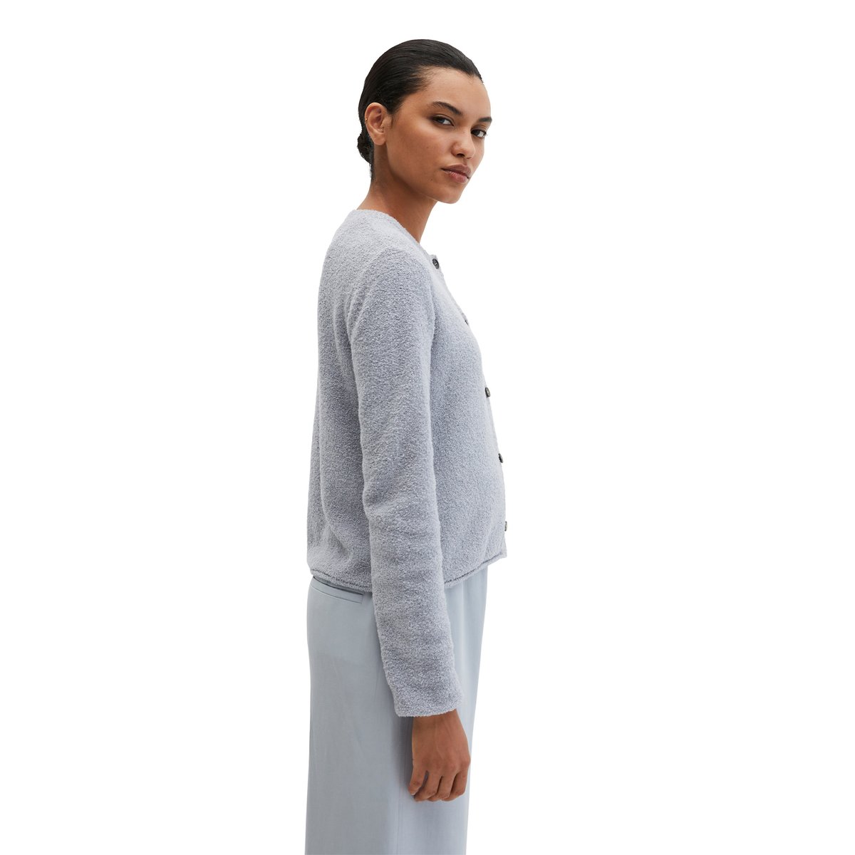 Cardigan regular en fil bouclé gris, MARC O'POLO